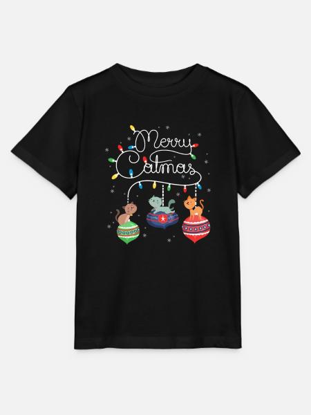 Merry Catmas Cat Weihnachten Katzen Deko - Stanley/Stella T-shirt MINI CREATOR til børn - sort
