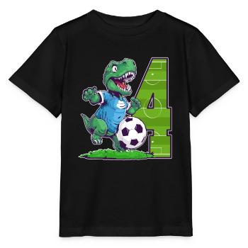 Dinosaure de football - garçon de 4 ans - 4. - T-shirt bio MINI CREATOR Stanley/Stella Enfant - noir - Devant - Mikhail (115cm)