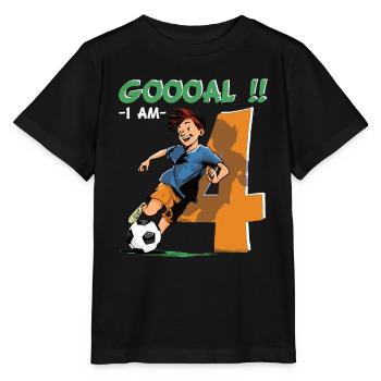 Football Birthday - 4 years old Boy - 4. - Stanley/Stella MINI CREATOR Kids’ T-Shirt - black - Front - Mikhail (115cm)