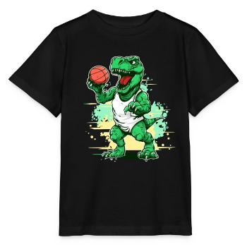 Basketball Dino - Dinosaure pour enfants - T-shirt bio MINI CREATOR Stanley/Stella Enfant - noir - Devant - Mikhail (115cm)