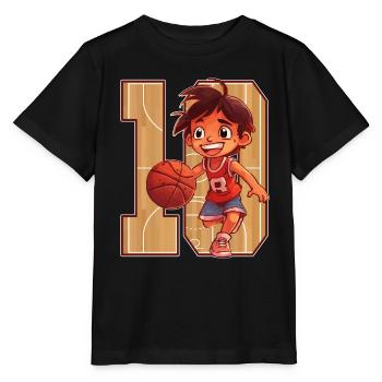 Basketball Birthday - 10 years old boy - - Stanley/Stella MINI CREATOR Kids’ T-Shirt - black - Front - Mikhail (115cm)