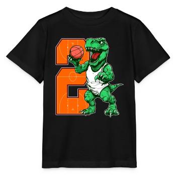 Basketball Dino - 2 year old boy - 2. - Stanley/Stella MINI CREATOR Kids’ T-Shirt - black - Front - Mikhail (115cm)