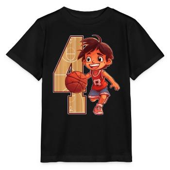 Basketball Anniversaire - 4 ans Garçon - 4. - T-shirt bio MINI CREATOR Stanley/Stella Enfant - noir - Devant - Mikhail (115cm)