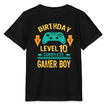 Ten 10yr BDay Son Boy Funny Gamer 10th 10 Year Old - Stanley/Stella MINI CREATOR Kids’ T-Shirt - black - Front - Mikhail (115cm)