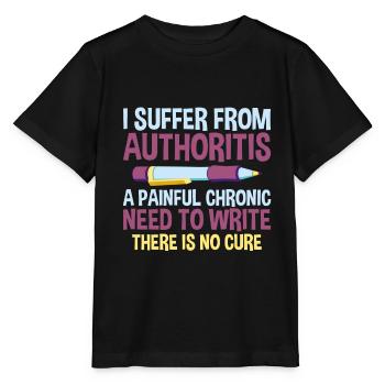 I Suffer From Authoritis, A Need To Write 2 - Stanley/Stella Kinder T-Shirt MINI CREATOR  - Schwarz - Vorne - Mikhail (115cm)