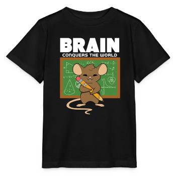 The brain conquers the world - Stanley/Stella MINI CREATOR Kids’ T-Shirt - black - Front - Mikhail (115cm)