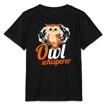 Owl Whisperer Nocturnal Bird Lover Ornithologist - Stanley/Stella MINI CREATOR Kids’ T-Shirt - black - Front - Mikhail (115cm)