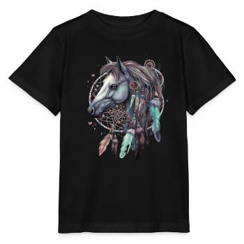 Traumfänger Pferd Federn Esoterik - Stanley/Stella Kinder T-Shirt MINI CREATOR  - Schwarz - Vorne - Mikhail (115cm)