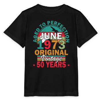 Juni 1973. Geburtstagsgeschenk Juni 1973. Juni. - Stanley/Stella Kinder T-Shirt MINI CREATOR  - Schwarz - Vorne - Mikhail (115cm)