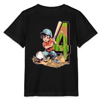 Anniversaire de baseball - 4 ans Garçon - 4. - T-shirt bio MINI CREATOR Stanley/Stella Enfant - noir - Devant - Mikhail (115cm)