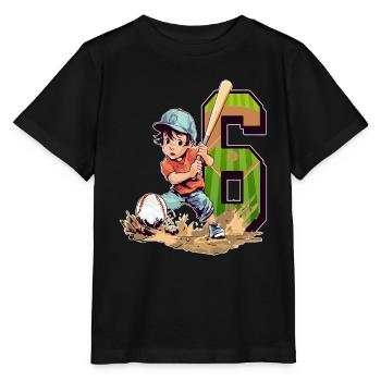 Anniversaire de baseball - 6 ans Garçon - 6. - T-shirt bio MINI CREATOR Stanley/Stella Enfant - noir - Devant - Mikhail (115cm)