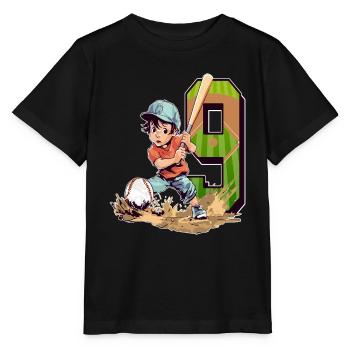 Baseball Birthday - 9 years old boy - 9. - Stanley/Stella MINI CREATOR Kids’ T-Shirt - black - Front - Mikhail (115cm)