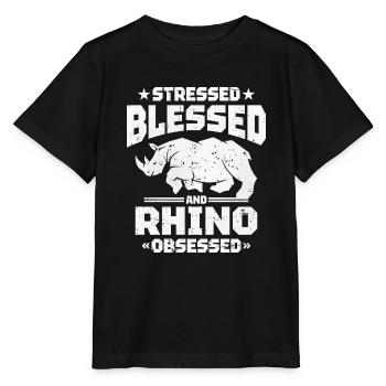 Rhinoceros - Stanley/Stella MINI CREATOR Kids’ T-Shirt - black - Front - Mikhail (115cm)