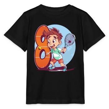 Anniversaire du joueur de tennis - Garçon de 8 ans - - T-shirt bio MINI CREATOR Stanley/Stella Enfant - noir - Devant - Mikhail (115cm)