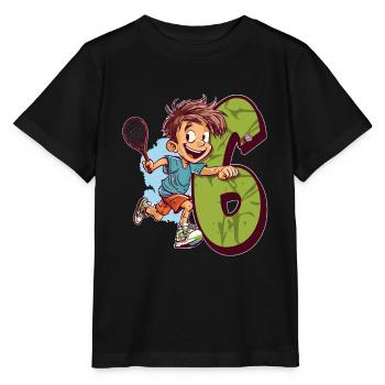 Je suis 6 Badminton Kid - Badminton - T-shirt bio MINI CREATOR Stanley/Stella Enfant - noir - Devant - Mikhail (115cm)