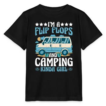 Je suis une fille de Flip Flops et de Camping - T-shirt bio MINI CREATOR Stanley/Stella Enfant - noir - Devant - Mikhail (115cm)
