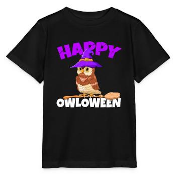 Happy Owloween Nocturnal Bird Owl Lover Birds Of P - Stanley/Stella MINI CREATOR Kids’ T-Shirt - black - Front - Mikhail (115cm)