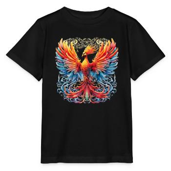 Aufsteigender Phönix Feuer Inspirierende Fantasie - Stanley/Stella Kinder T-Shirt MINI CREATOR  - Schwarz - Vorne - Mikhail (115cm)