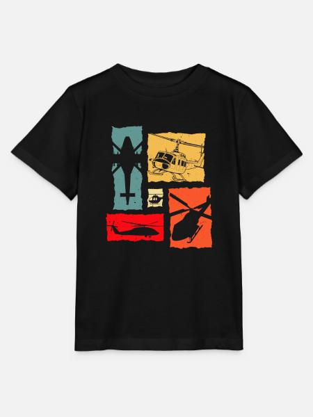 Helicopter Retro - Stanley/Stella Kinder T-Shirt MINI CREATOR - Schwarz