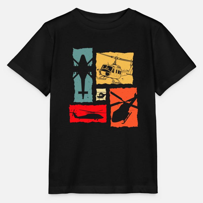 Hélicoptère rétro - T-shirt bio MINI CREATOR Stanley/Stella Enfant - noir
