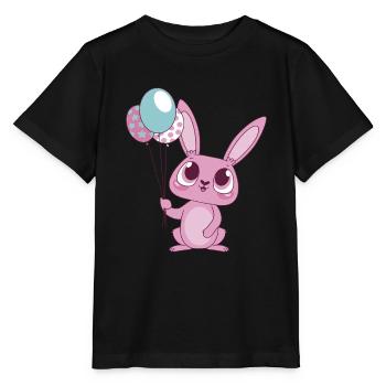 Cute Rabbit illustration with Balloons - Stanley/Stella Kinder T-Shirt MINI CREATOR  - Schwarz - Vorne - Mikhail (115cm)