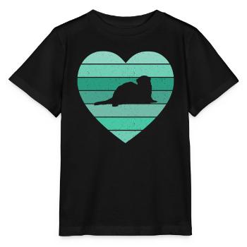 Vintage Heart Weasel Ferret Retro Cute - Stanley/Stella Kinder T-Shirt MINI CREATOR  - Schwarz - Vorne - Mikhail (115cm)