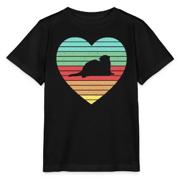 Weasel Cute Retro Ferret Fan Vintage Heart - Stanley/Stella Kinder T-Shirt MINI CREATOR  - Schwarz - Vorne - Mikhail (115cm)