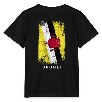 Souvenir avec le drapeau du pays de Brunei - T-shirt bio MINI CREATOR Stanley/Stella Enfant - noir - Devant - Mikhail (115cm)