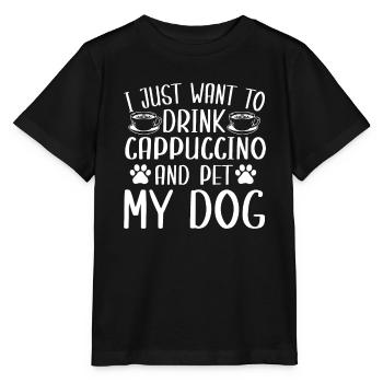 Cappuccino Und Hundebesitzer Hundedesign - Stanley/Stella Kinder T-Shirt MINI CREATOR  - Schwarz - Vorne - Mikhail (115cm)
