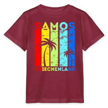 Samos Griechenland Insel Urlaub Idee - Stanley/Stella Kinder T-Shirt MINI CREATOR  - Burgunderrot - Vorne - Kain (125cm)