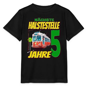 Ich Bin 5 Straßenbahnen - Straßenbahn - Stanley/Stella Kinder T-Shirt MINI CREATOR  - Schwarz - Vorne - Mikhail (115cm)