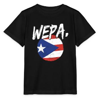 Fier drapeau portoricain de Porto Rico Wepa Latino - T-shirt bio MINI CREATOR Stanley/Stella Enfant - noir - Devant - Mikhail (115cm)