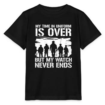 Pension de pensionné Mon temps en uniforme est terminé - T-shirt bio MINI CREATOR Stanley/Stella Enfant - noir - Devant - Mikhail (115cm)