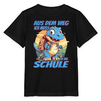 Aus dem Weg Ich muss in die Schule - Dinosaurier - Stanley/Stella Kinder T-Shirt MINI CREATOR  - Schwarz - Vorne - Mikhail (115cm)