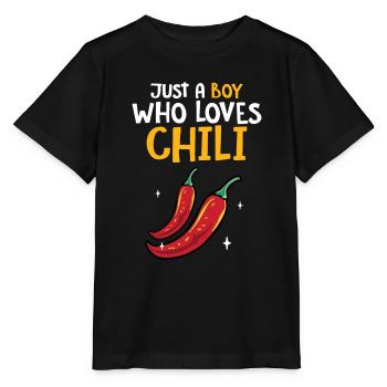 Red Pepper Hot Spicy Food Men Just A Boy Who Loves - T-shirt bio MINI CREATOR Stanley/Stella Enfant - noir - Devant - Mikhail (115cm)