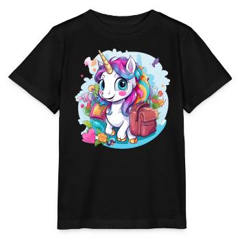 Unicorn Schoolchild School Enrollment Girl Gift - Stanley/Stella MINI CREATOR Kids’ T-Shirt - black - Front - Mikhail (115cm)