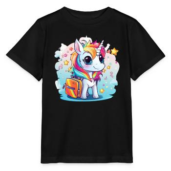 Unicorn Schoolchild School Enrollment Girl Gift - Stanley/Stella MINI CREATOR Kids’ T-Shirt - black - Front - Mikhail (115cm)