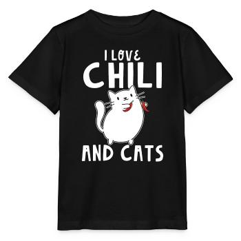 Mignon J’aime le Chili et les chats Amateur de nourriture épicée Poivre - T-shirt bio MINI CREATOR Stanley/Stella Enfant - noir - Devant - Mikhail (115cm)