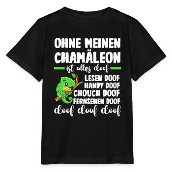 Ohne meinen Chamäleon ist alles doof - Stanley/Stella Kinder T-Shirt MINI CREATOR  - Schwarz - Vorne - Mikhail (115cm)
