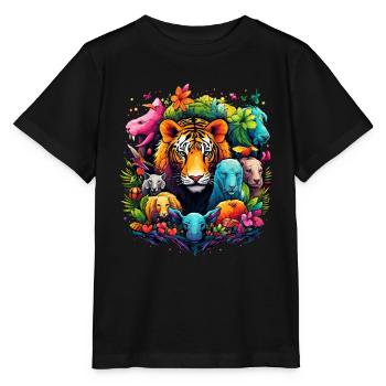 Tiger im Dschungel - Stanley/Stella Kinder T-Shirt MINI CREATOR  - Schwarz - Vorne - Mikhail (115cm)