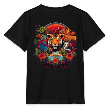 Tiger im Dschungel - Stanley/Stella Kinder T-Shirt MINI CREATOR  - Schwarz - Vorne - Mikhail (115cm)
