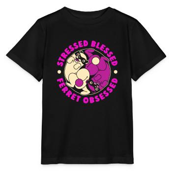 Putois furet mignon - T-shirt bio MINI CREATOR Stanley/Stella Enfant - noir - Devant - Mikhail (115cm)