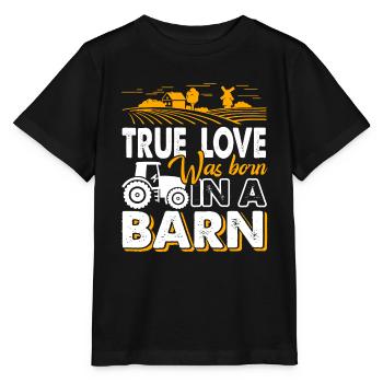 Farmer Farmer True Love Was Born In A Barn - Stanley/Stella MINI CREATOR Kids’ T-Shirt - black - Front - Mikhail (115cm)