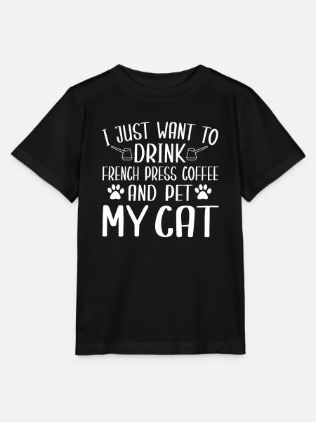 Französische Kaffeepresse Und Katzenliebhaber - Stanley/Stella T-shirt MINI CREATOR til børn - sort