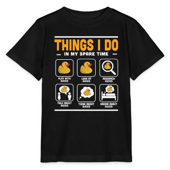 Rubber Duck Duckling Funny Things I Do In My Spare - Stanley/Stella Kinder T-Shirt MINI CREATOR  - Schwarz - Vorne - Mikhail (115cm)