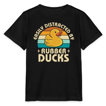 Retro Easily Distracted By Rubber Ducks Duckling V - Stanley/Stella Kinder T-Shirt MINI CREATOR  - Schwarz - Vorne - Mikhail (115cm)
