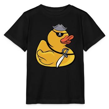 Pirate Rubber Duck Kids Cute Yellow Bath Duckie Du - Stanley/Stella Kinder T-Shirt MINI CREATOR  - Schwarz - Vorne - Mikhail (115cm)