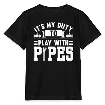 Plumber It's My Duty To Play With Pipes - Stanley/Stella MINI CREATOR Kids’ T-Shirt - black - Front - Mikhail (115cm)