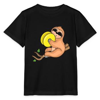 Faultier Musik Becken Instrument Orchester Kinder - Stanley/Stella Kinder T-Shirt MINI CREATOR  - Schwarz - Vorne - Mikhail (115cm)