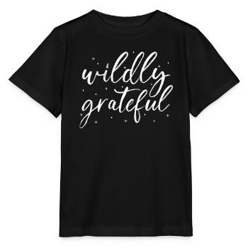 Achtsamkeit Spruch Unendlich dankbar - Stanley/Stella Kinder T-Shirt MINI CREATOR  - Schwarz - Vorne - Mikhail (115cm)